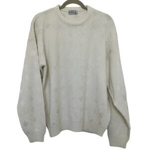 Vintage Area‎ Sweater Large Ivory 80s Grandpacore Chunky Knit Oversized Preppy